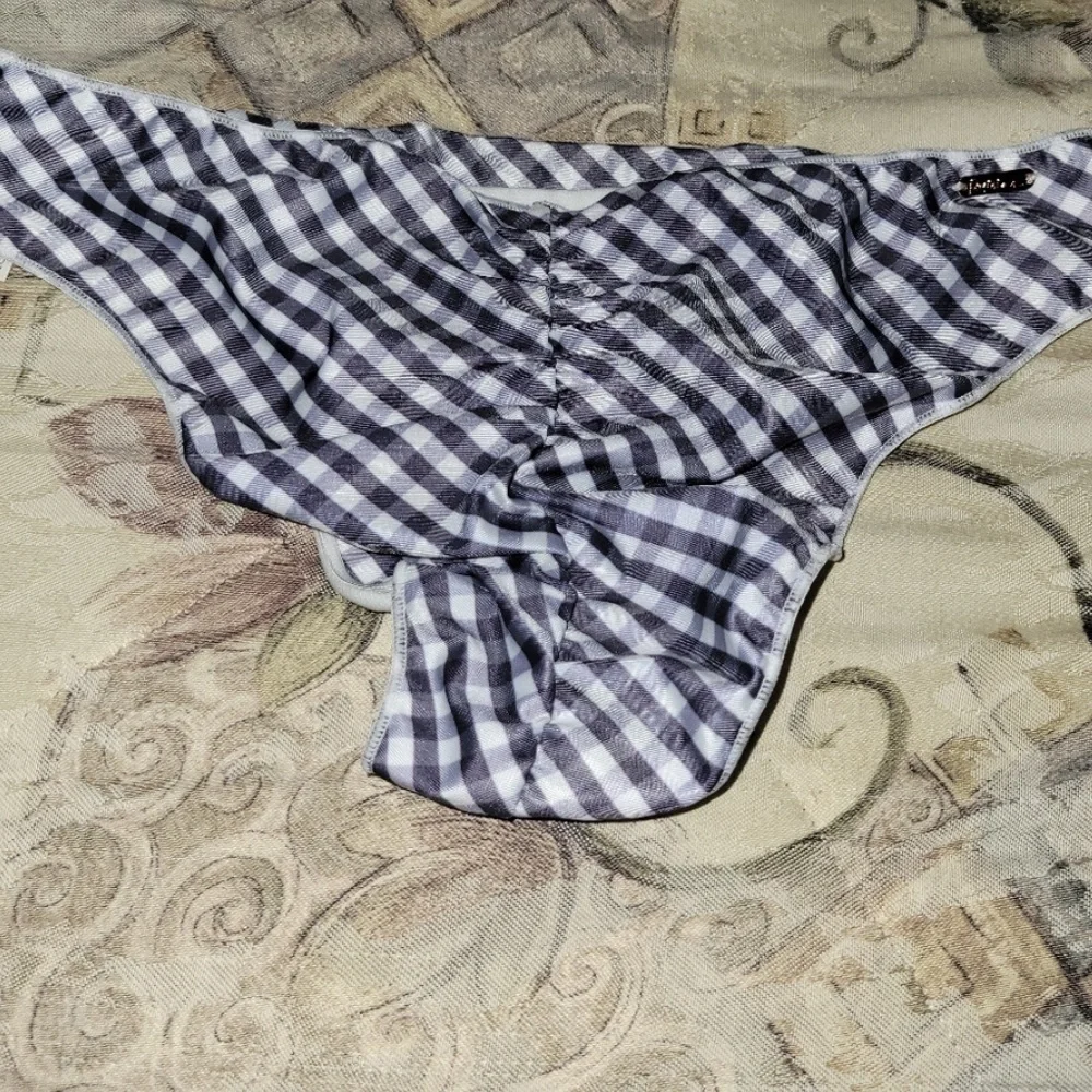 NWT,Raisins G710866 Pacifica Paris  (Whitehaven M) Gingham Bikini Set, Size Med